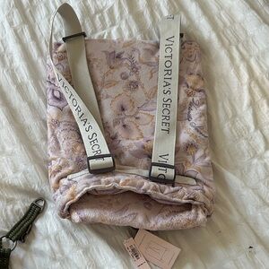 Victoria's Secret Quilted Floral Backpack - Lavender & Cream